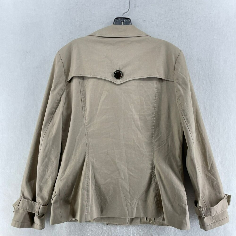 Willi Smith Trench Coat Women's Sz M Beige 4-Button Double-Breasted Stretch - Picture 2 of 10